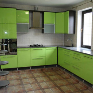 Кухня с пленкой пвх, цвет, зеленое яблоко - Вариант № 1