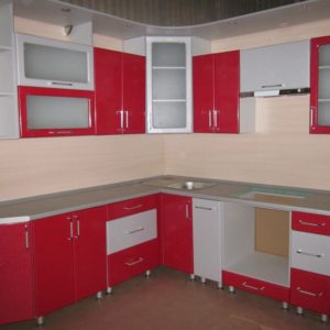 Кухня с пленкой пвх, цвет, лиловый и красный - Вариант № 11