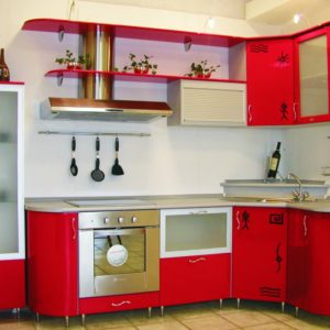 Кухня эмалированная, цвет, красная - Вариант № 24